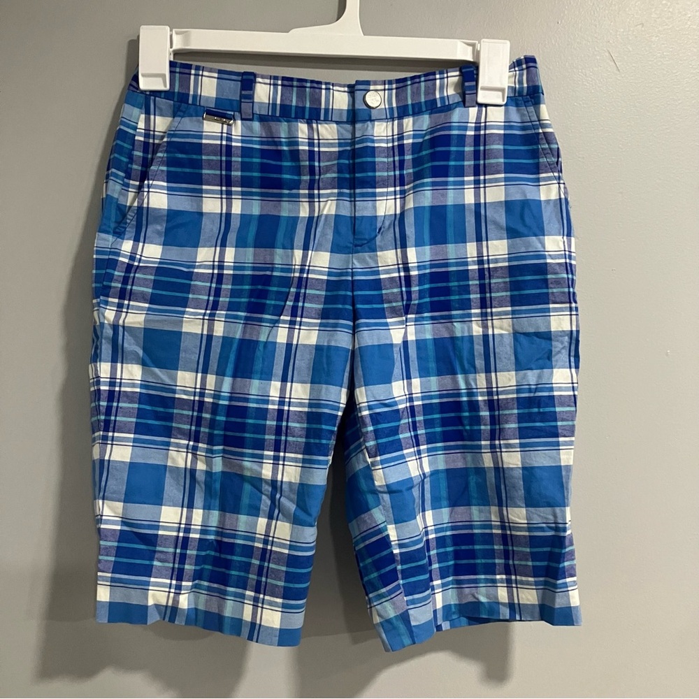 Ralph Lauren Blue and White Flat Front Shorts